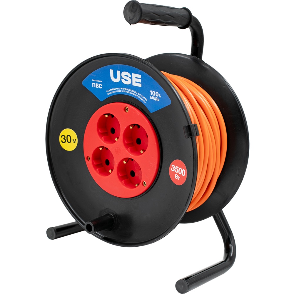 Удлинитель USE ПВС 4000 Вт 50м на катушке с заземлением   USE303-036