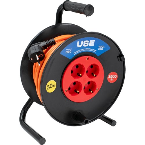 Удлинитель USE ПВС 4000 Вт 50м на катушке с заземлением   USE303-036
